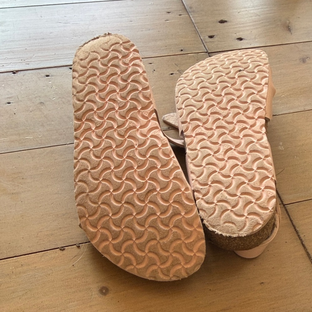 Birkenstock Tan Suede Footbed Sandals - Picture 3 of 6